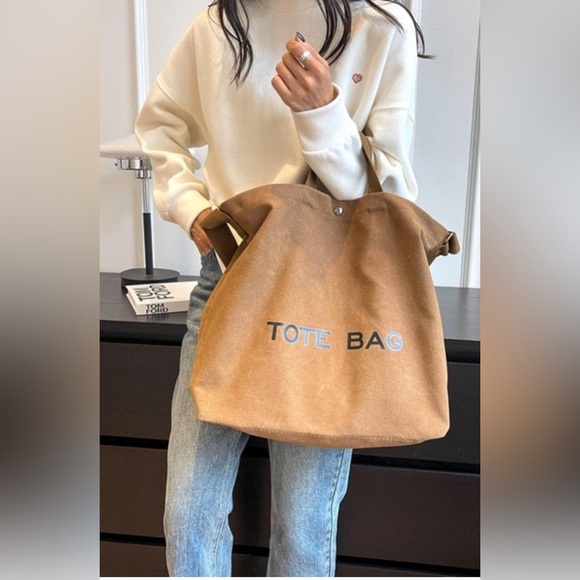 NWT Minimalist Large Capacity Canvas Shoulder Tote Bag - Picture 3 of 7